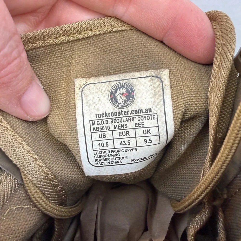 Rockrooster Mens AB5010 MGDB 8in Coyote Tactical Combat Boots Brown EEE 10.5